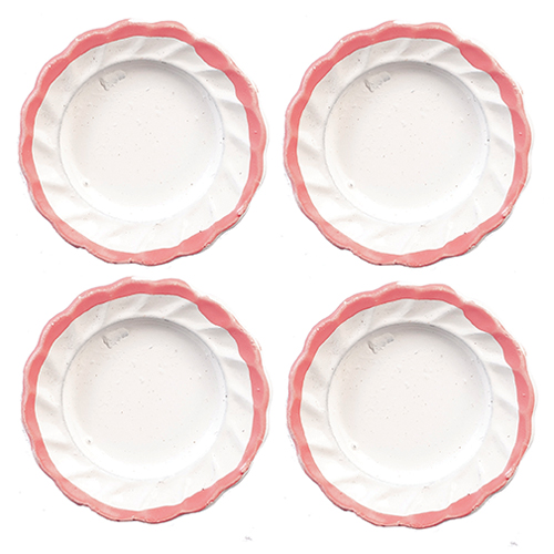 Metal Victorian Plates, Pink, 4 pc